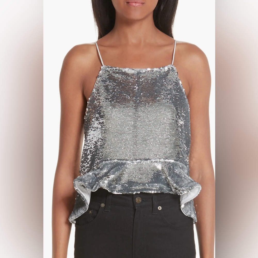 Ganni sequin ruffle top size 40